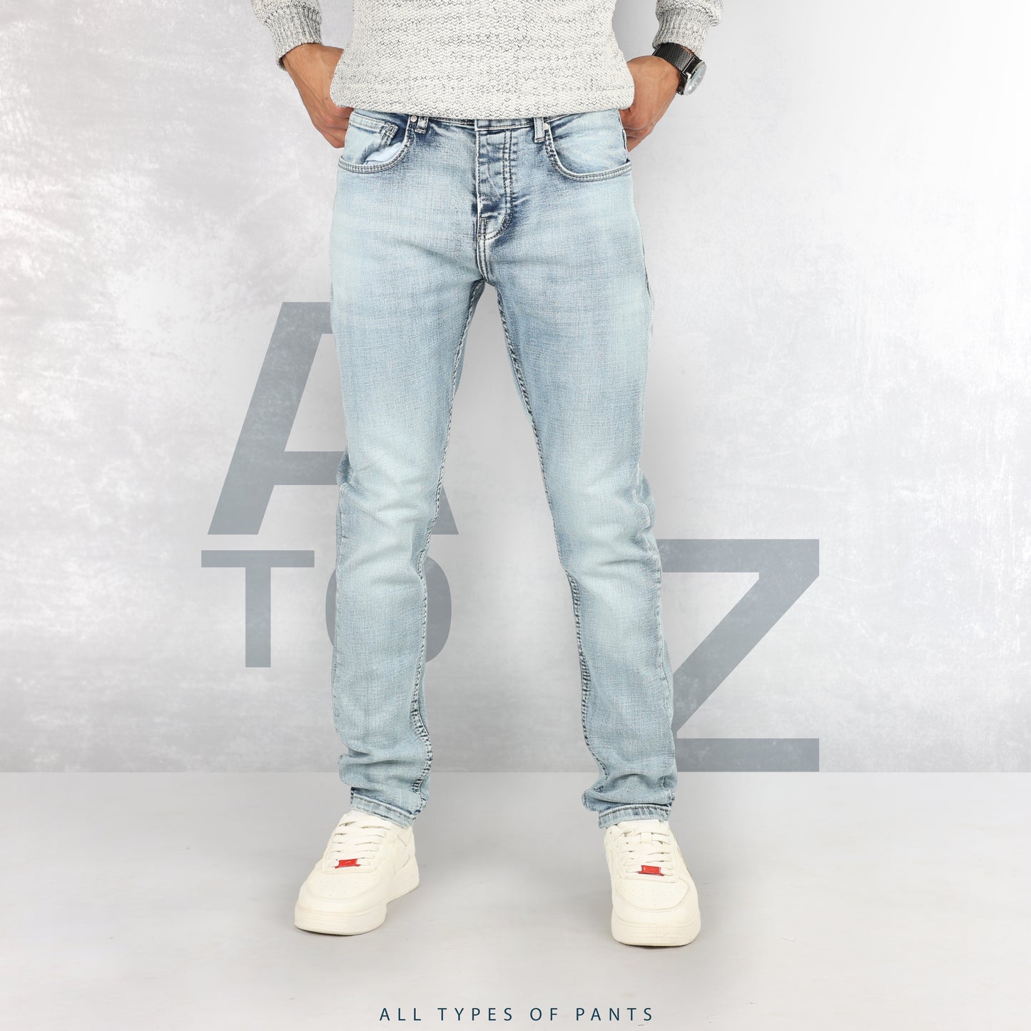 Ice Blue Slim-Fit Jeans - A TO Z JEANS