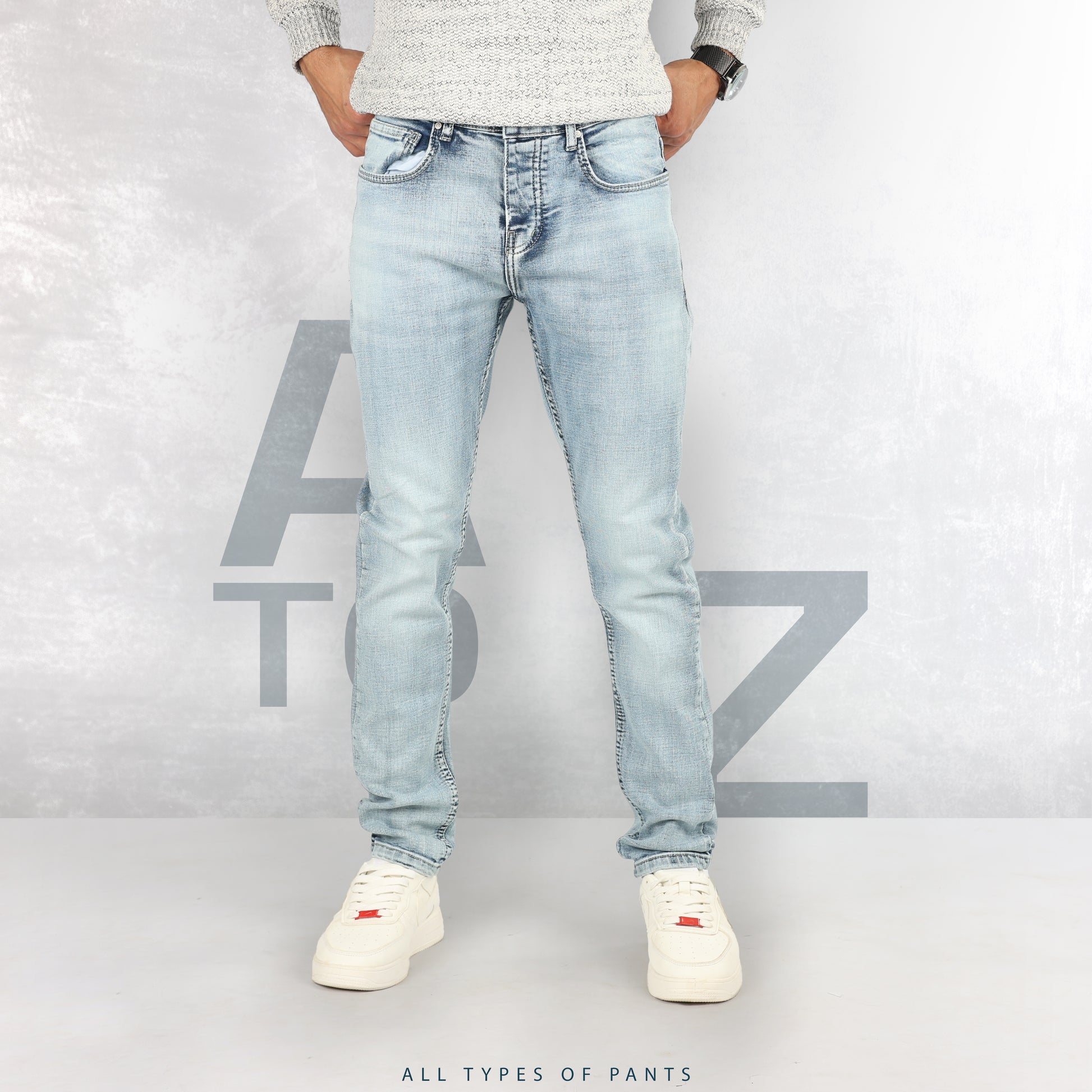 Ice Blue Slim-Fit Jeans - A TO Z JEANS
