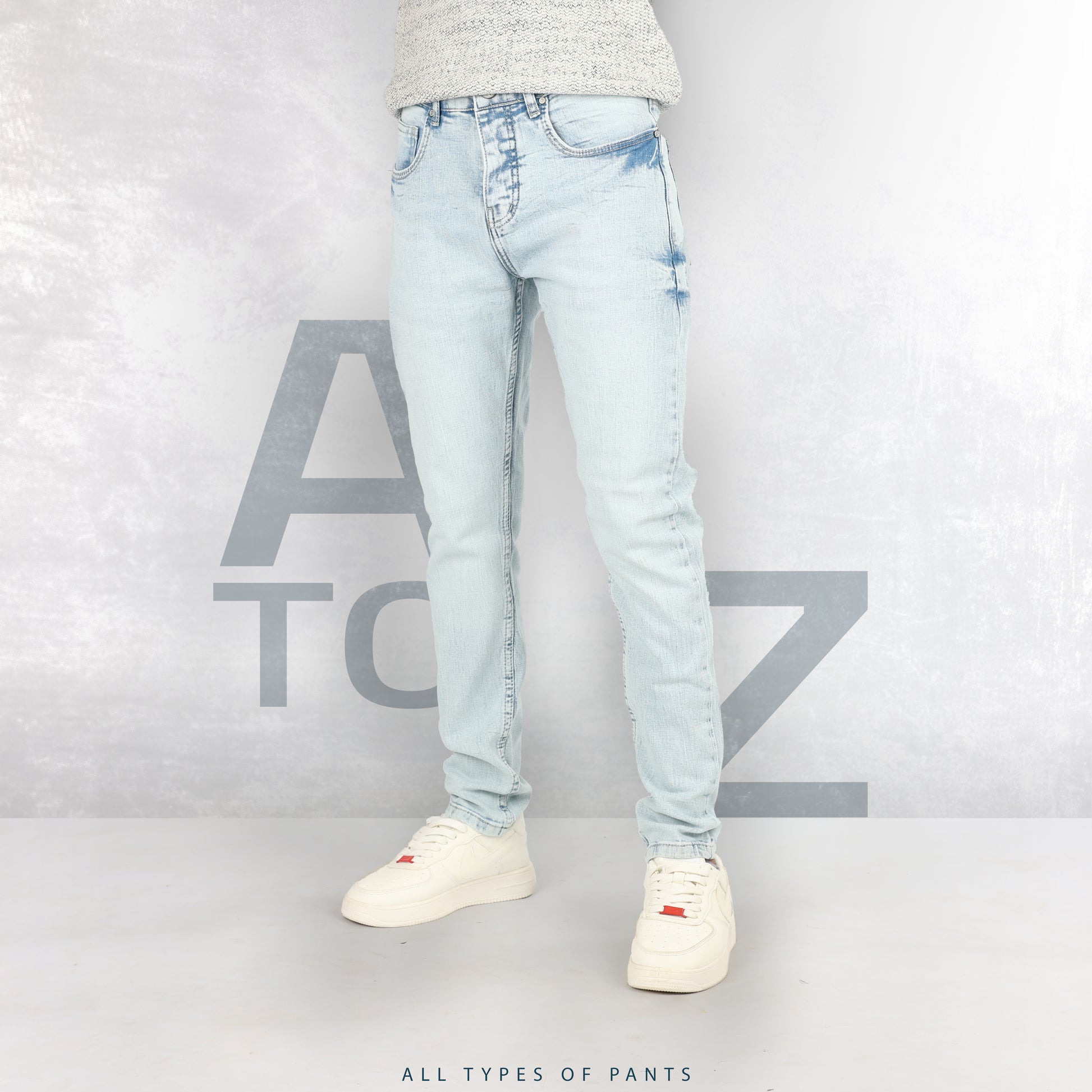 Ice Blue Slim-Fit Jeans - A TO Z JEANS